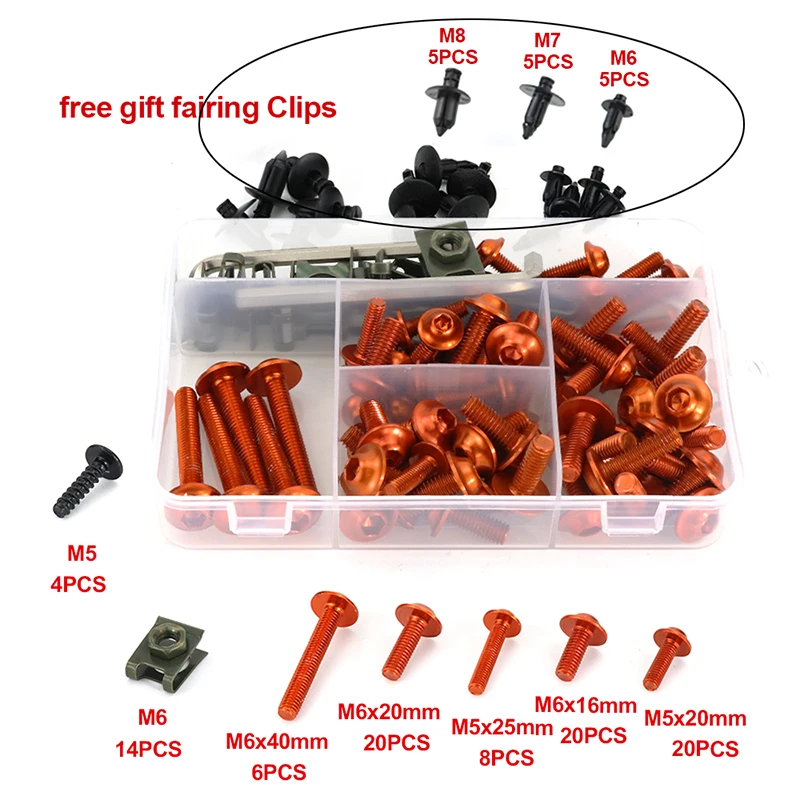 Fit For KTM 125 200 390 Duke 690 790 Duke 1290 Duke 1190 990 Motorcycle Full Fairing Bolts Kit bodywork Screws Bolt Kit Clips