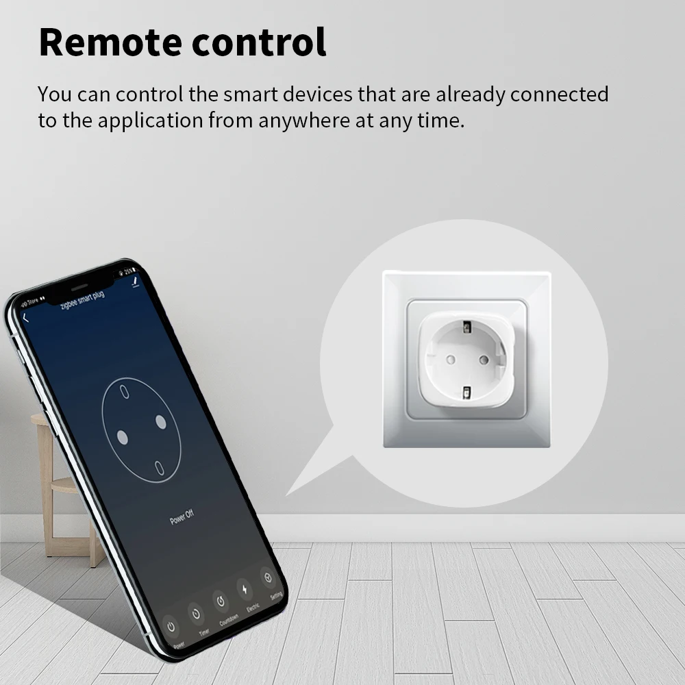 Tuya Zigbee EU  Wireless Remote Control APP Power Monitor Outlet For Alexa Google Home