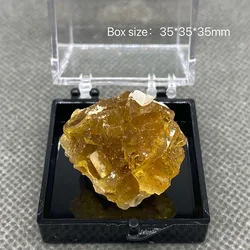 100% Natural yellow fluorite Cluster mineral specimens Stones and crystals quartz  +box size：35*35*35cm