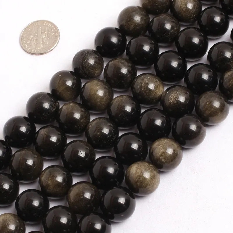 Wholesale Genuine Golden Obsidian 4mm 6mm 8mm 10mm12mm Round Gemstone Loose Beads for jewelry,1 of 15