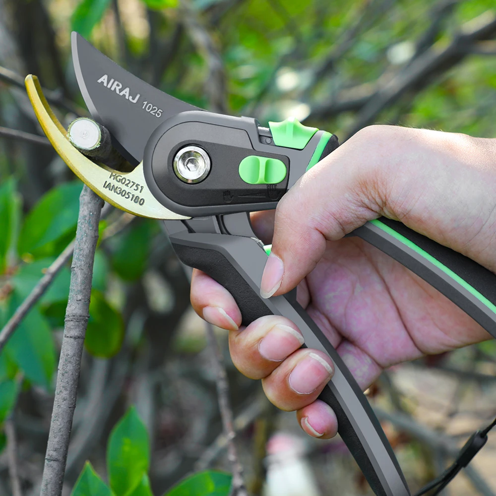 AIRAJ Gardening Pruning Shears Large Opening Fruit Tree ,Flower Pruning Can Cut 24mm Thick Branches with Storage Box