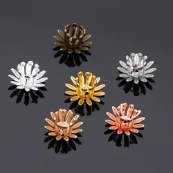 Mibrow 20pcs/lot 6 Colors 10mm Copper Flower Bead Caps Flower Filigree Loose Spacer Bead End Caps For DIY Jewelry Making