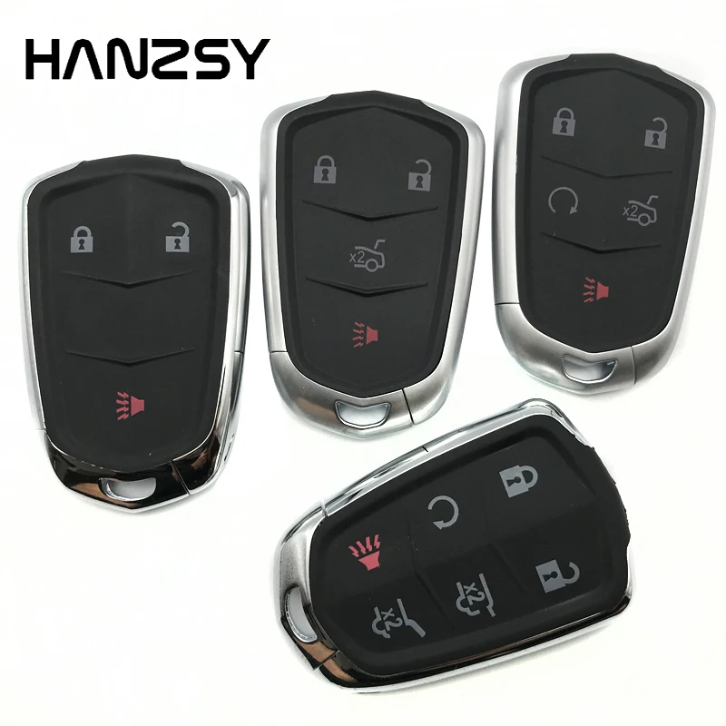 HANZSY 3/4/5/6 Buttons Remote Control Key Shell For Cadillac SRX CTS ATS XTS Escalade ESV Replacement Smart Key Fob CASE HU100