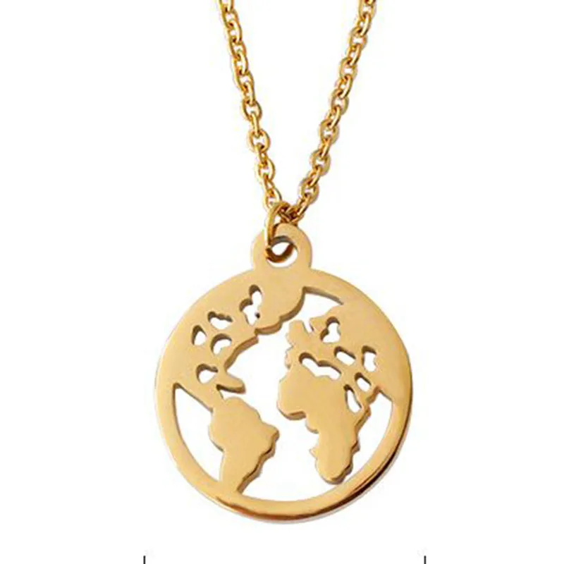 Custom Word Map Necklace Personalized World Earth Map 925 Solid Silver Necklace for Men Women Necklace