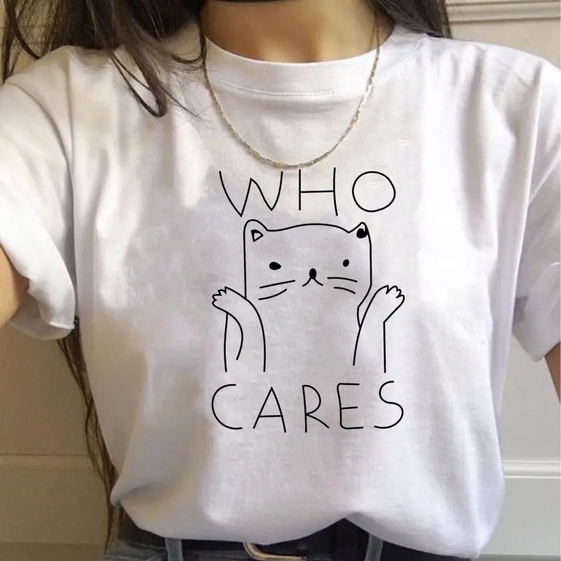 Don't stop meow Letter print Women t shirt Leisure Short sleeve t-shirt Funny Harajuku Tee Tops poleras mujer de moda 2024