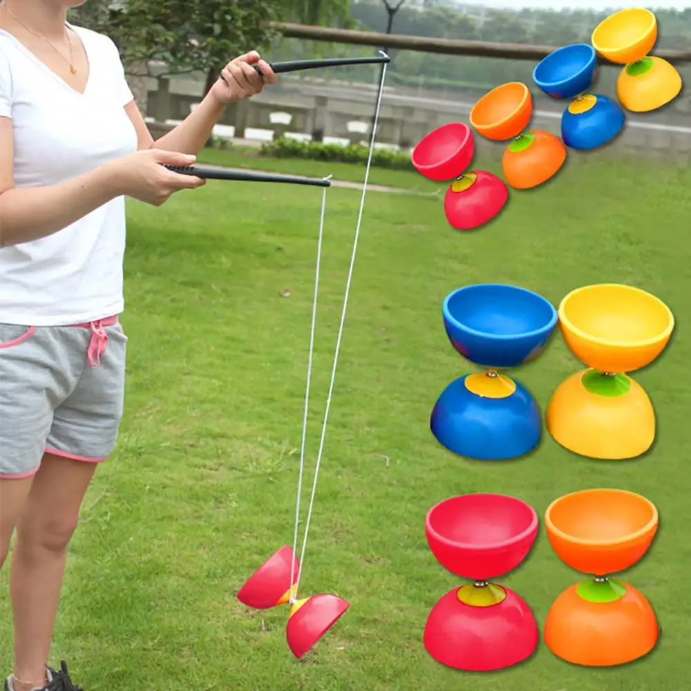 Funny Chinese YOYO 3 Bearing Clutch Diabolo Set Kids Metal Sticks String Bag Toys Диаболо