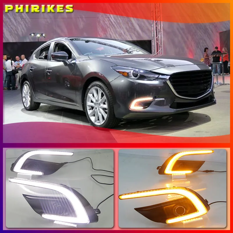 

For Mazda 3 Mazda3 Axela 2017 2018 Driving ABS DRL with yellow turn signal Daytime Running Light fog lamp Relay Daylight