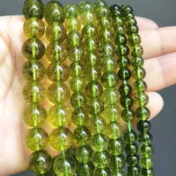 Green Peridot Stone Beads Round Loose Spacer Beads For Jewelry Making Natural Stone Beads Diy Charm Bracelet 15”Strand 6/8/10mm