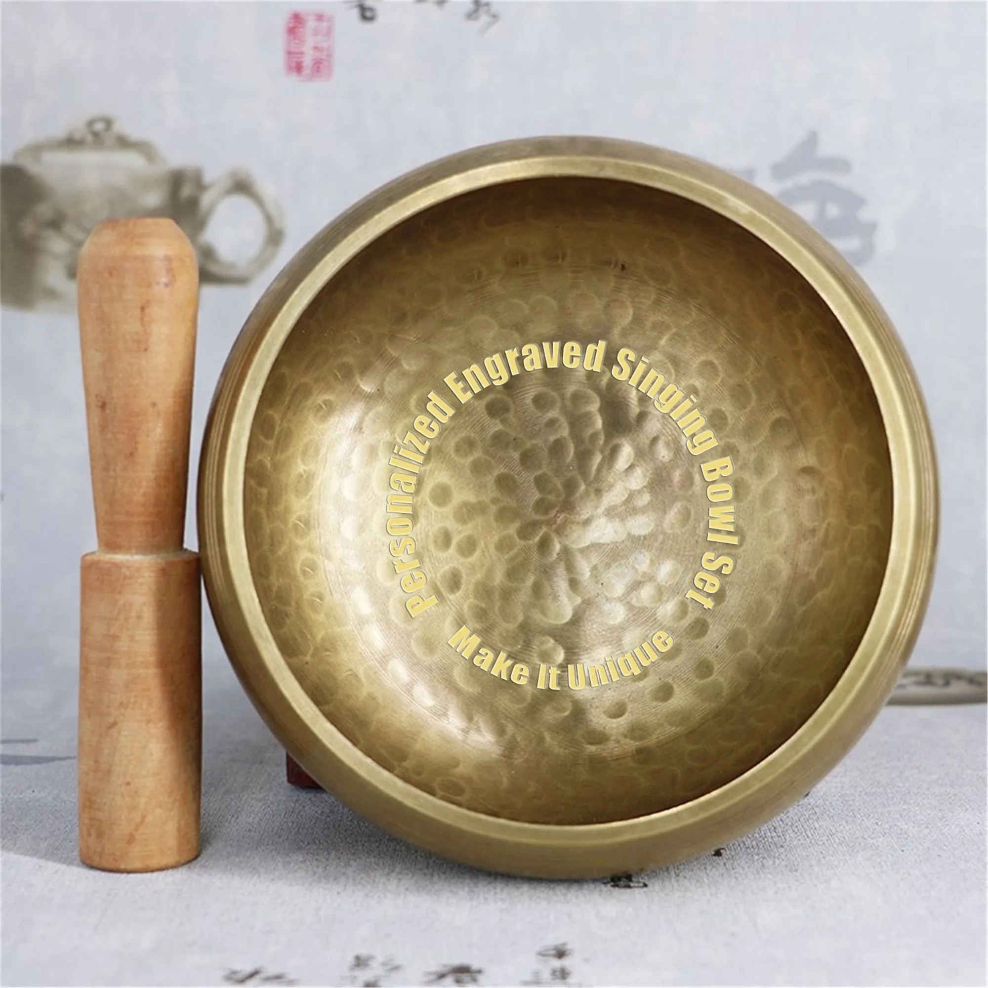 Gandhanra Personalized Engraved Tibetan Singing Bowl 3.2