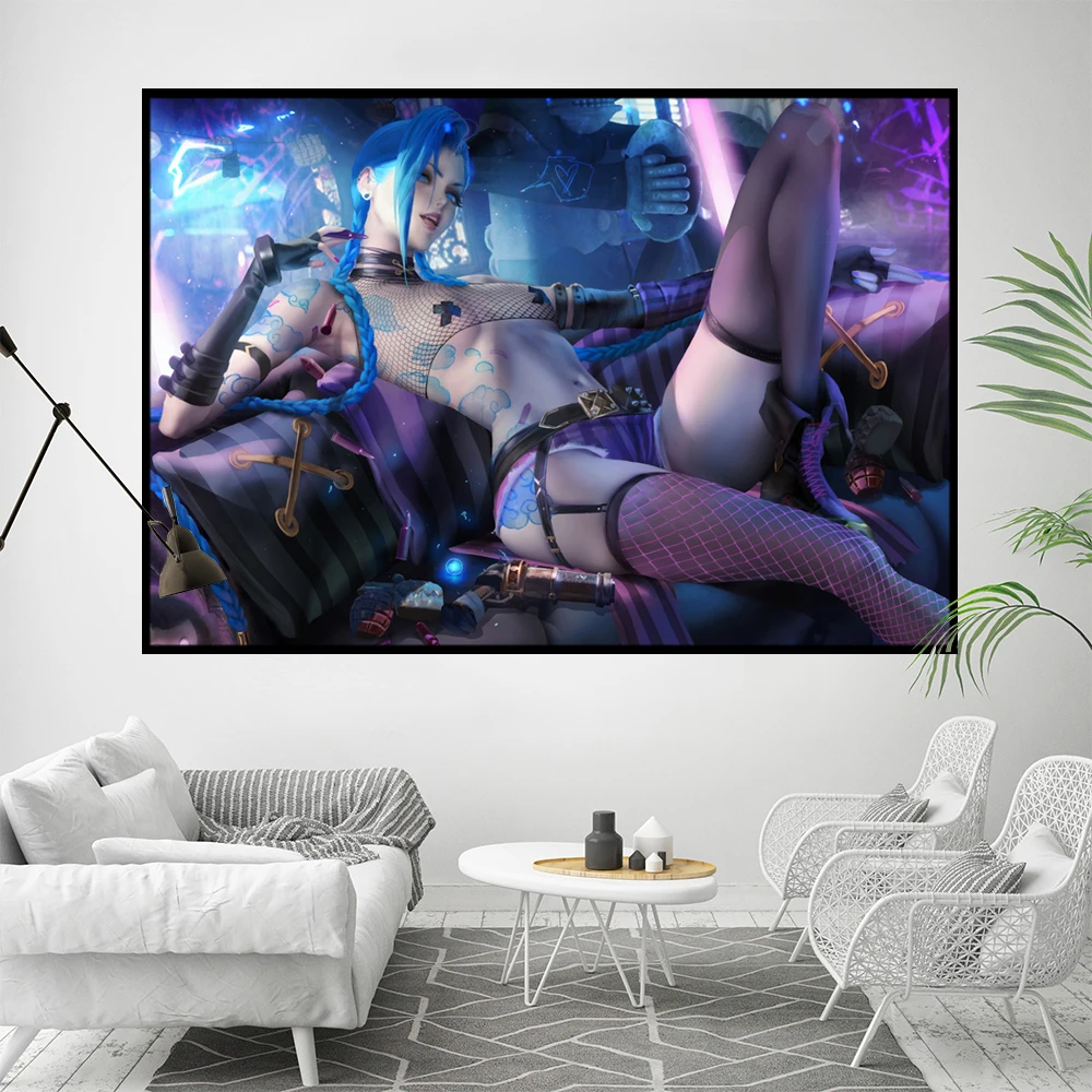 LOL animation games Canvas Poster Runaway Lori Jinx  sexy HD large wall art decorative painting Home Decor Painting Custom size