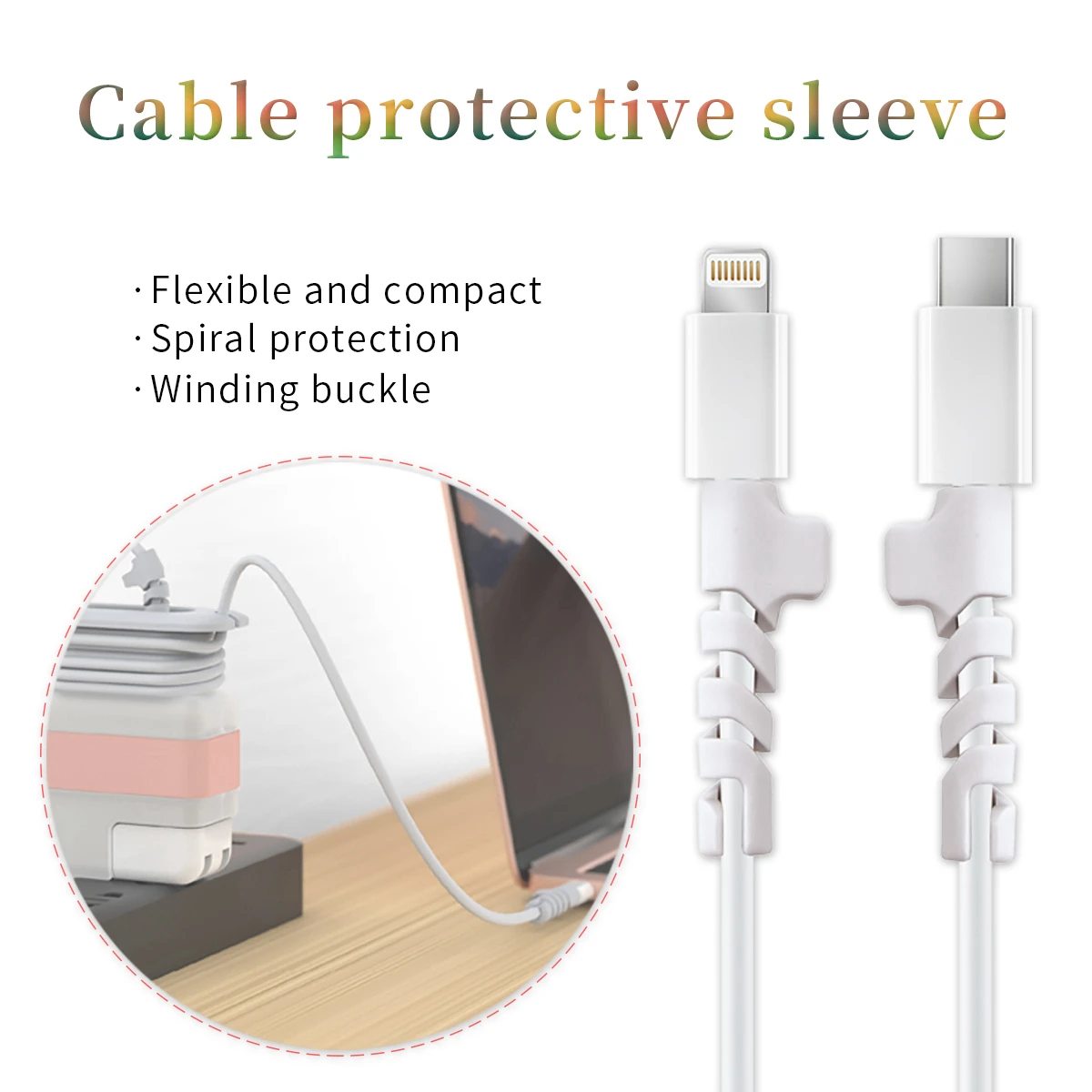 Date Cable Protector for Apple X Spiral Data Cable Protective Cover for Huawei P20 Macbook VIVO XIAOMI Charging Cable Organizer