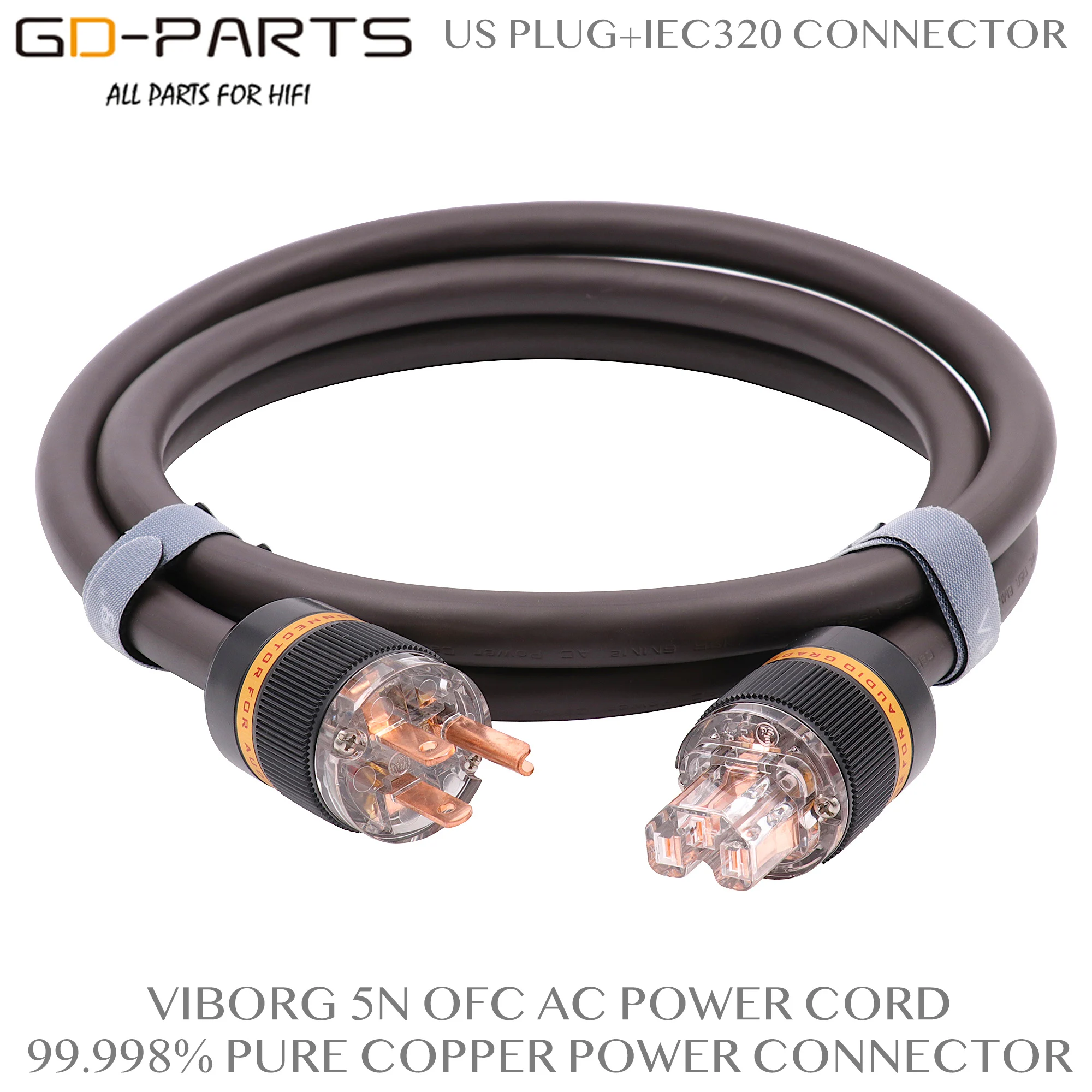 Viborg High End 99.9998% 5N RISR Copper Mains AC Power Cord Cable Full Brass Shielding Hifi Audio AMP Turntable CD Upgrade 6mm2