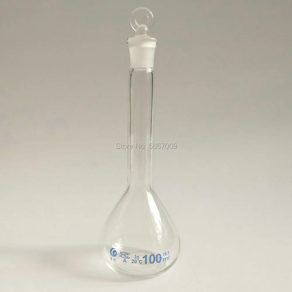 frasco volumetrico de vidro claro do laboratorio 1000ml a garrafa quantitativa do pescoco longo para o experimento da escola 5ml ao 01