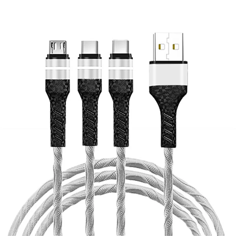 3 في 1 3A شحن سريع USB نقل البيانات تمديد كابل آيفون أندرويد نوع-c الهاتف المحمول