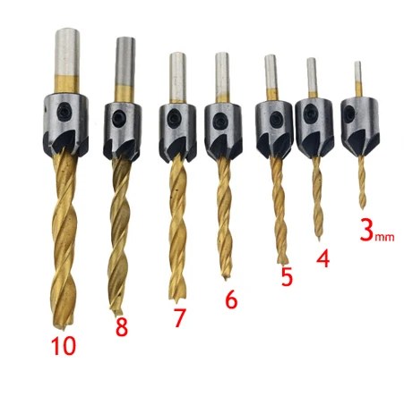 1pcs Flute Countersink Drills Bit HSS Drills Bit Reamer For Woodworking Chamfer 3-10MM Woodworking Tools Wood Drill Bits