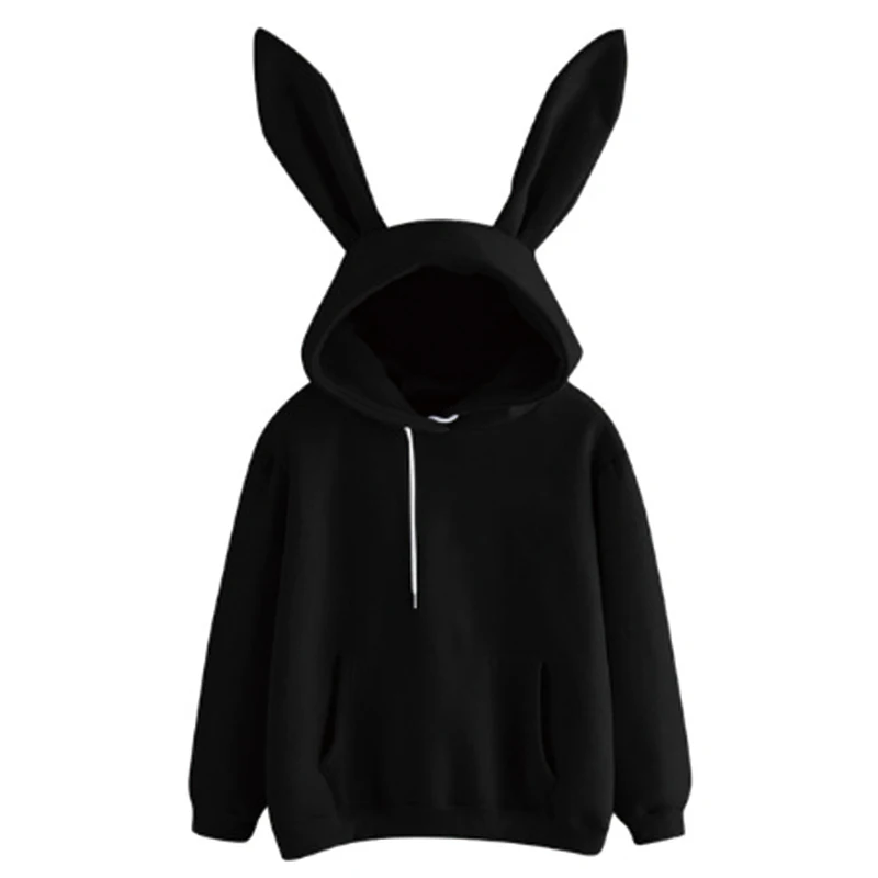 2022 Autumn Winter Women Hoodies Kawaii Rabbit Ears Fashion Hoody Casual colors Solid Color Warm Sweatshirt Hoodies For Women