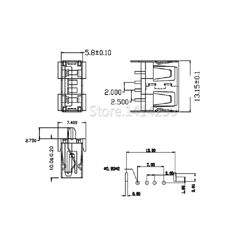 10Pcs USB Type A Female Socket AF10.0mm USB 180 Degree Vertical AF 4PINS rimless White