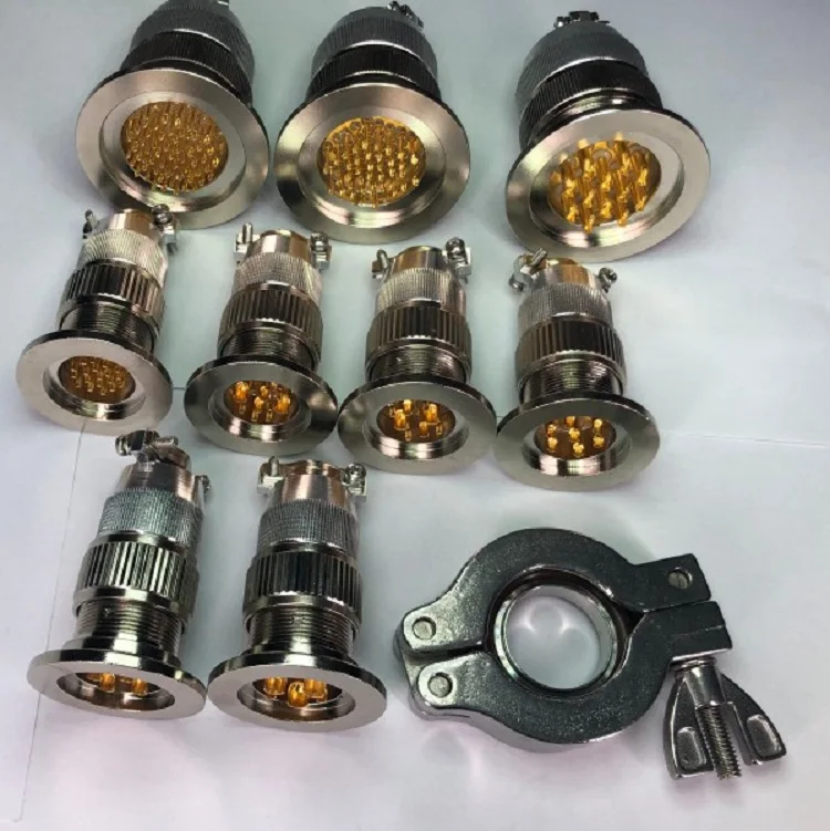 Air seal aviation plug Vacuum glass sintering connector KF Flange quick mounting seal connector