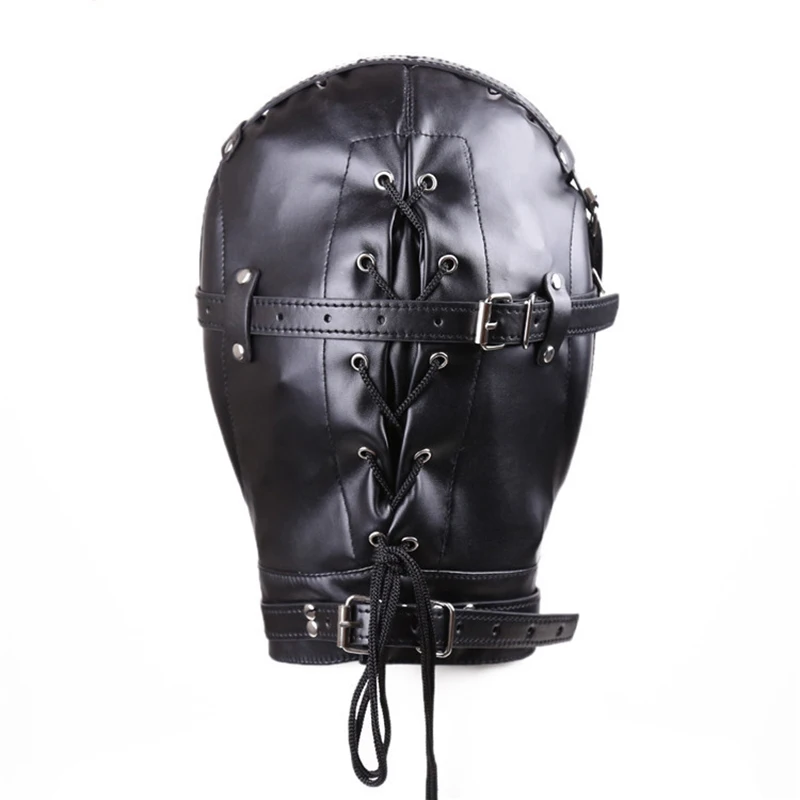 2023 New BDSM Bondage Mask With hollow Mouth Gag SM Totally Enclosed Hood Sex Slave Head Hood Sex Toys For Couples Sex product