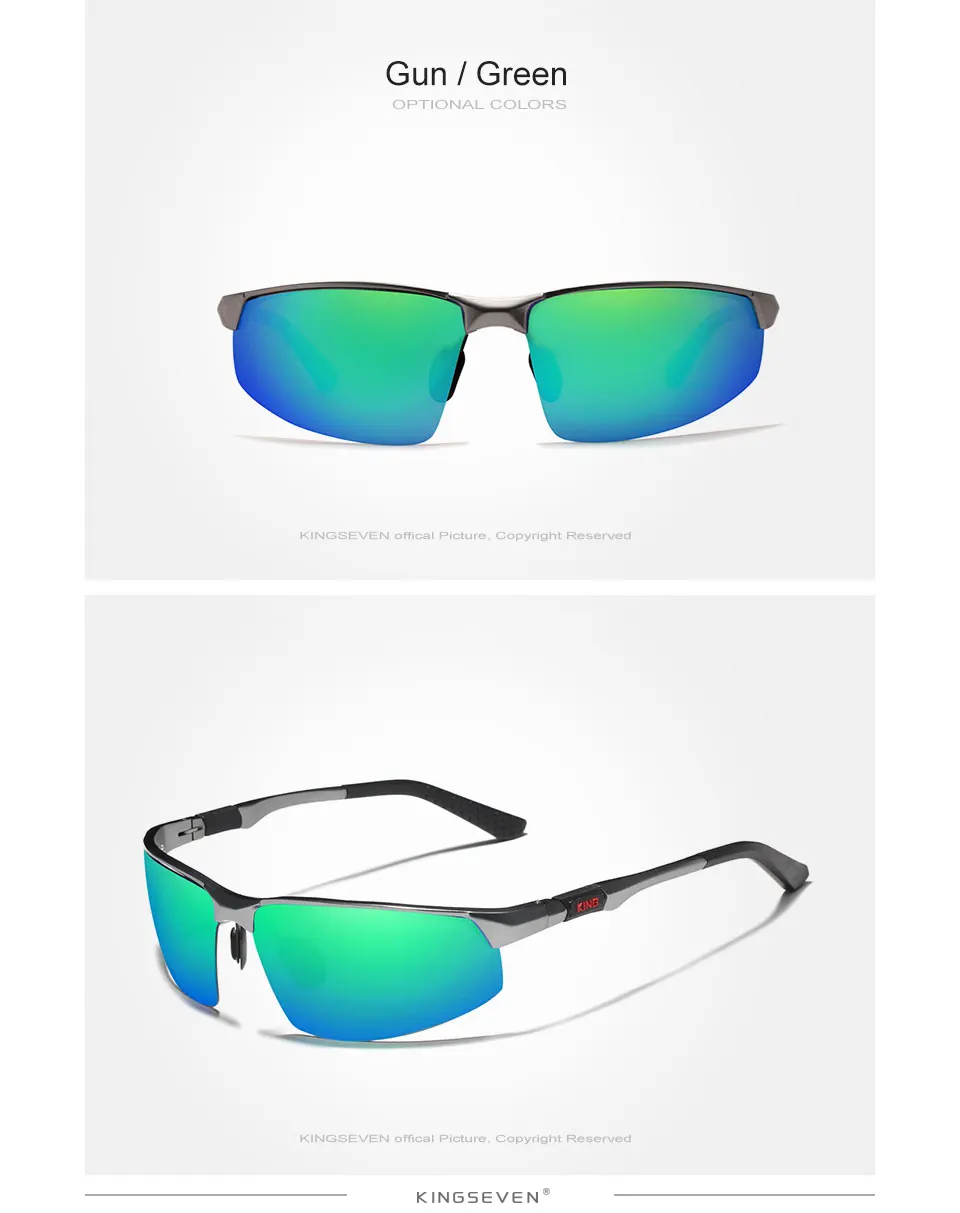 KINGSEVEN Marke 2024 Polarisierte Serie Fahrer-Sonnenbrille für Herren aus Aluminium mit Spiegelgläsern, Sonnenbrille für Männer und Frauen, Brillen – Detail 8
