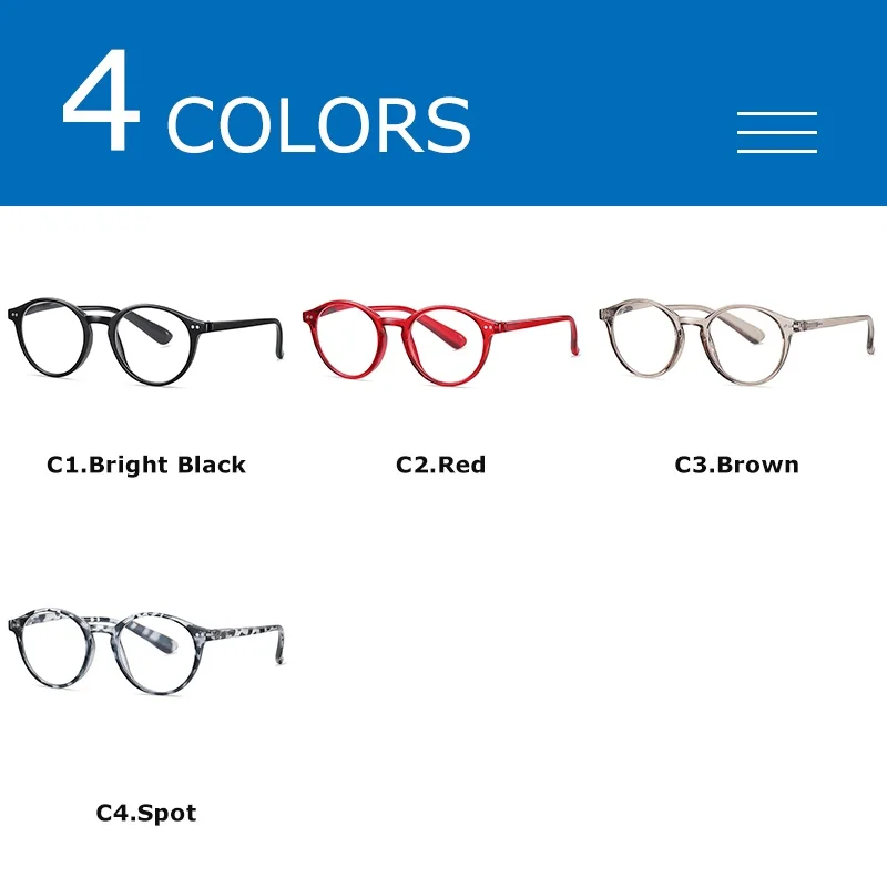 CRIXALIS Fashion Round Blue Light Blocking Reading Glasses Women Prescription Eyewear Male Female Computer Eyeglasses Men UV400