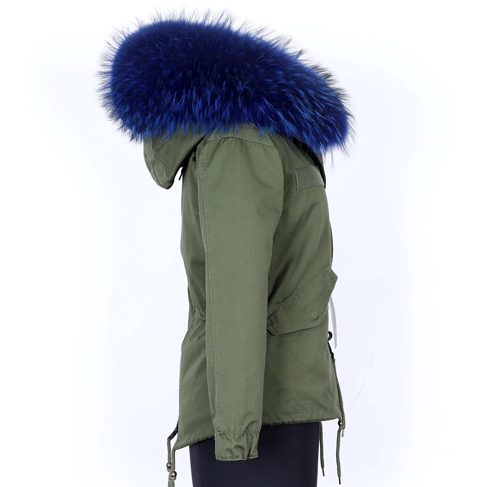 Maomaokong novo casaco de pele de guaxinim 2020 inverno curto real casaco de pele de guaxinim mulheres jaqueta parkas com capuz casaco feminino quente outwear