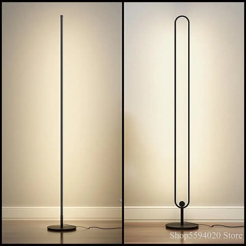 

Nordic Minimalist LED Floor Lamp Bedroom Living Room Atmosphere Vertical Lamp Remote Control Dimming Floor Lamp Stand Light