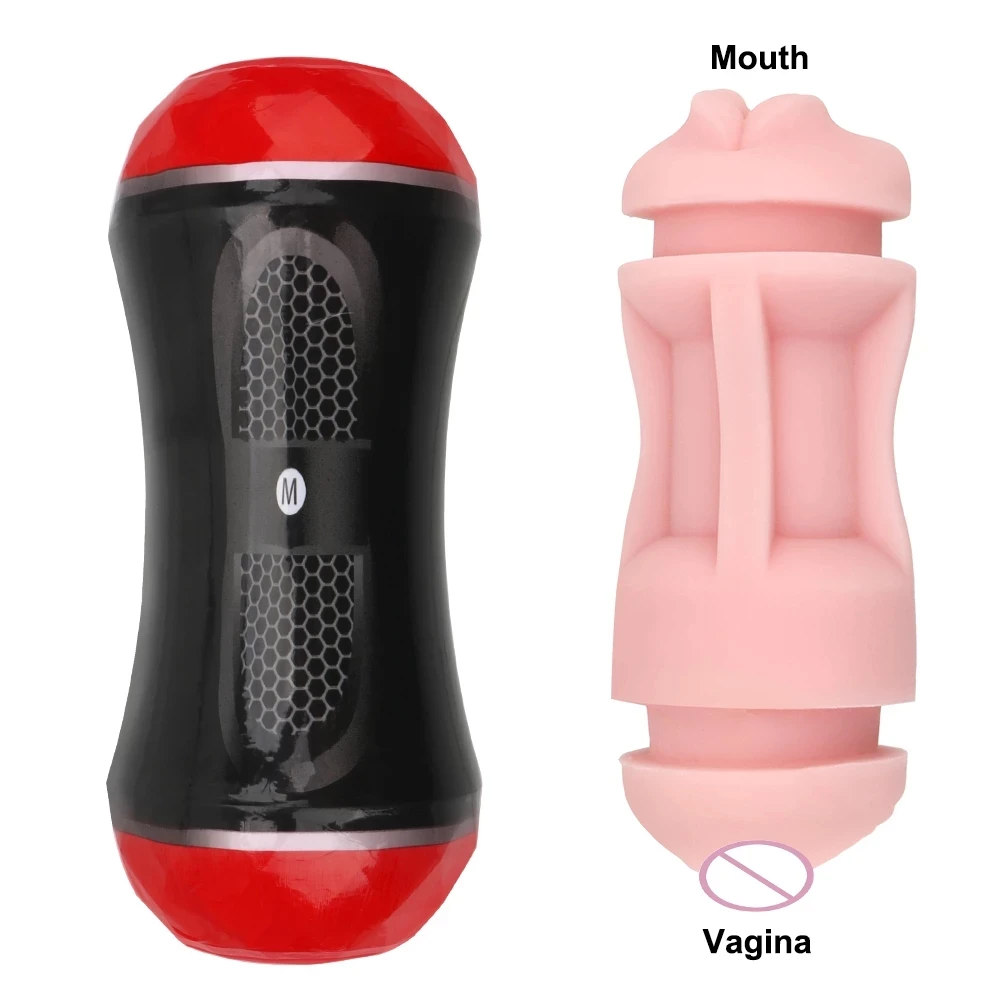 18cm cabeça dupla brinquedos sexy para homens adultos 18 masculino silicone masturbador copo vagina boca 2 em 1 buceta real erótico vaginal para