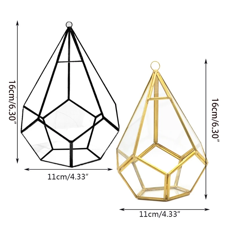 

New Hanging Glass Terrarium Modern Artistic Wall Tears Shape Diamond Geometric Polyhedron Air Plant Holder Desk Planter DIY Pot