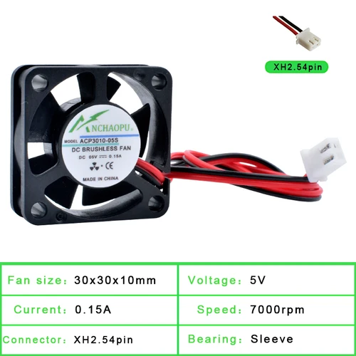 Imagen 2 del producto Ventilador de refrigeración ACP3010 para impresora 3D, 3cm, 30x30x10mm, DC5V, 12V, 24V, 2 cables, 2 pines, en miniatura y ultrafino