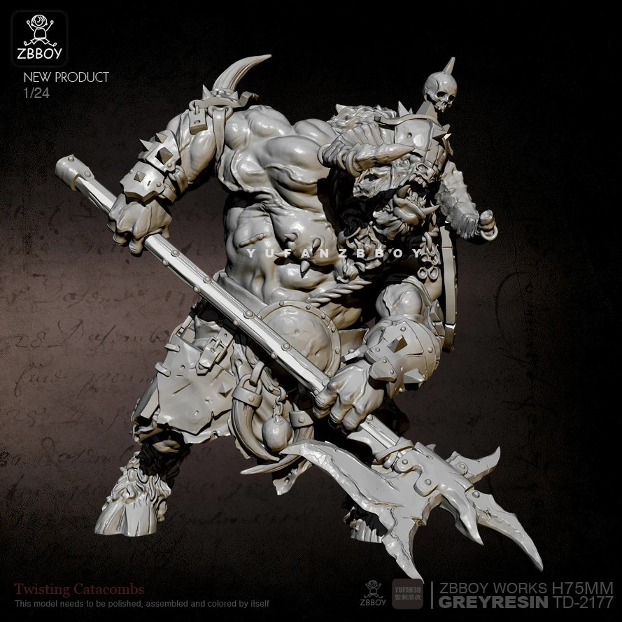 

75mm Resin Figure Kits Minotaur Warrior Resin Model Self-assembled TD-2177