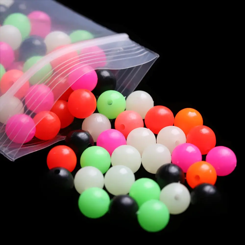 100 SZTUK Okrągłe mieszane kolorowe plastikowe koraliki krzyżowe PE do przynęt karpiowych Koraliki do przynęt wędkarskich Akcesoria wędkarskie na świeżym powietrzu — zdjęcie 5