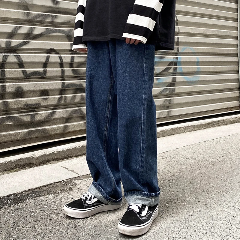 Jeans strappati da uomo per uomo marchio di moda maschile allentato gamba larga Capris primavera studente pantaloni dritti moda hip hop streetwear