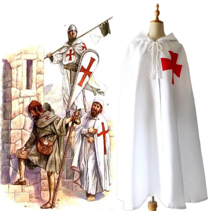 

The Knights Templar Of The Templars medieval crusades knights templar Costume set Cloak and Vest Halloween costume for Man