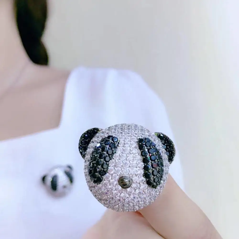 

cute romantic head of panda brooch 925 sterling silver with cubic zircon fine women jewelry free shipping unisex brooch