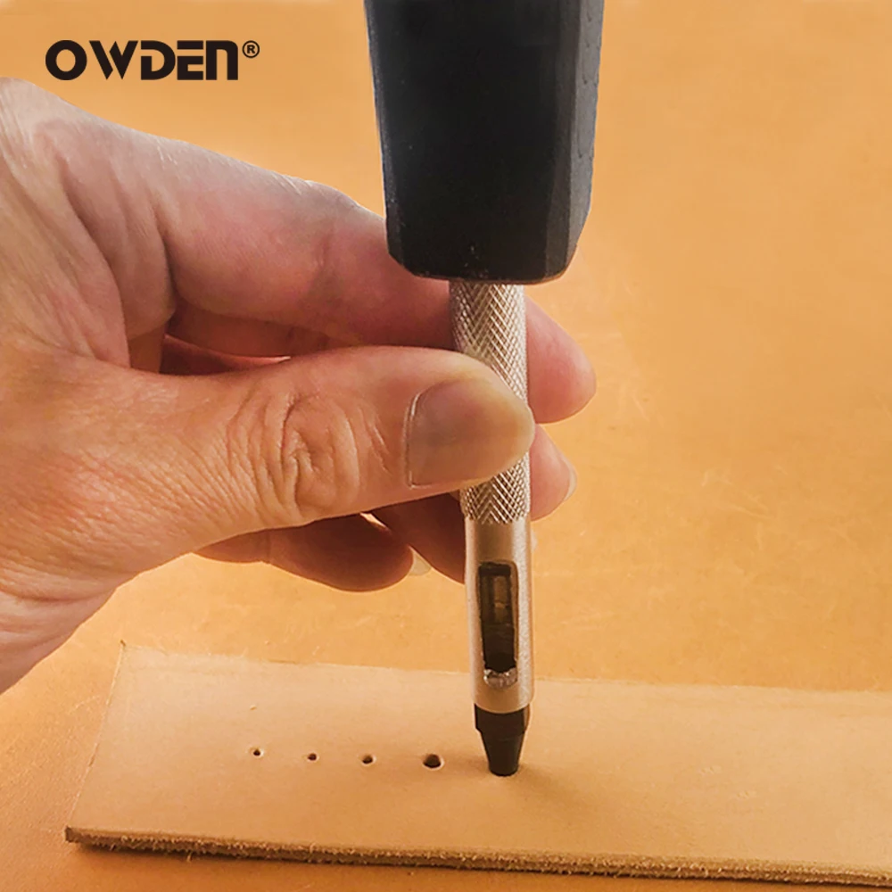 OWDEN 6 in 1 Hollow Punch Kit Tool Set 2.0/2.5/3.0/3.5/4.0/4.5mm Leather Holes Perforating Leather Tools for Punching