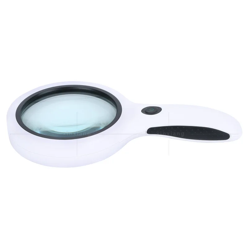 Lente de vidro ótica de dupla camada de lupa handheld de 100mm, 18 luzes led, lupa ajustável de luz fria e quente
