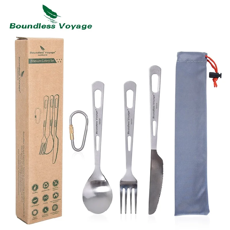 Boundless Voyage Campingbesteck-Set, Titan, Löffel, Gabel, Messer, Spork, Essstäbchen, Stroh, Outdoor-Geschirr, Reisen, tägliches Besteck