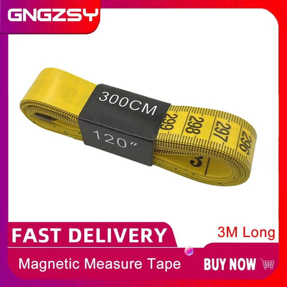 

CNGZSY 300cm Soft Measure Tape with Magnet for Auto Vinyl Wrap Measuring Tailor Sewing Tape Line Car Stickers Measure Tools D19