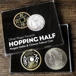 Hopping Half (Morgan Dollar and Chinese Palace Coin) Magic Tricks Coin Vanish Magia Close Up Illusions Gimmicks Mentalism Props