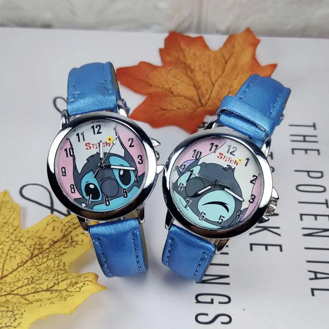 Disney StarCraft Bayi Stitch Anak Watch Boys Kartun Tahan Air Kulit Jam Tangan Anak Anak Laki-laki Watch Clock Jam Tangan