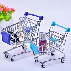 baby pretend toy Supermarket Hand Trolley Mini Shopping Cart Desktop Decoration Storage Toy Gift Dollhouse Furniture Accessories