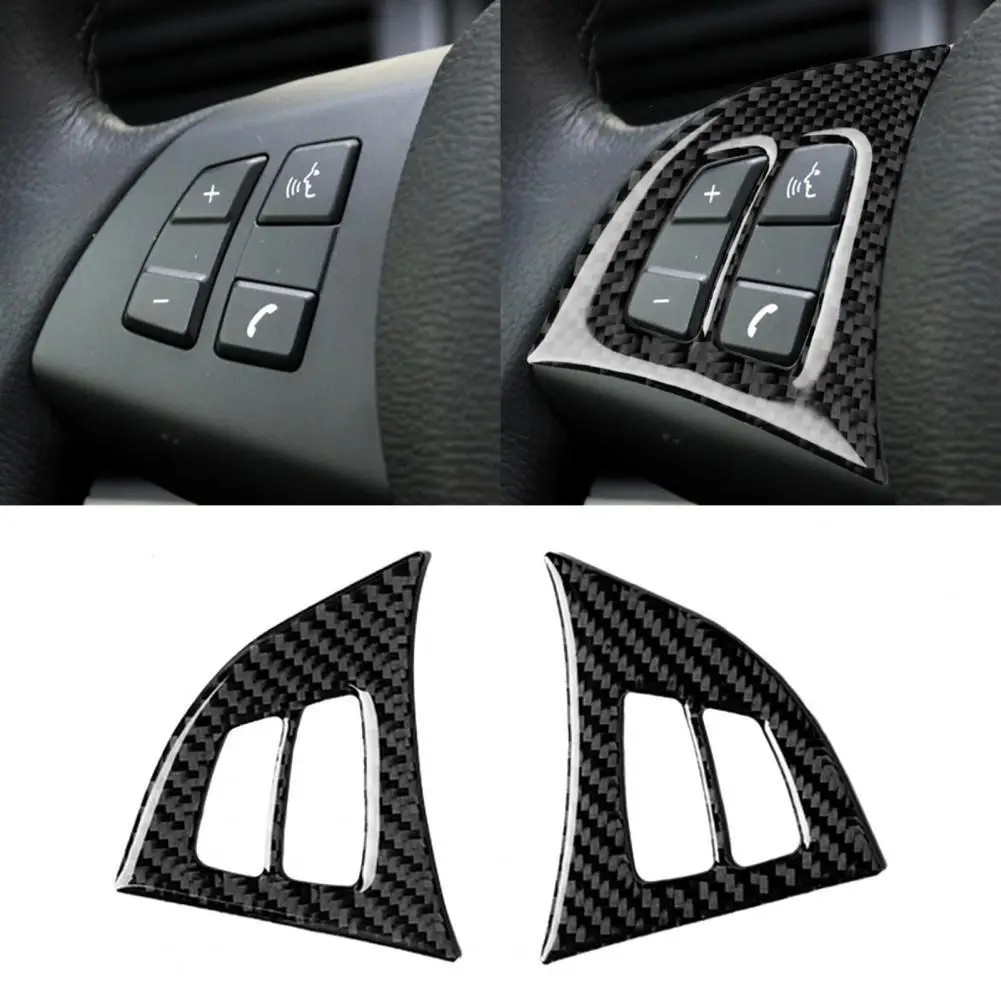 Car Sticker Self-adhesive Interior Trim Carbon Fiber Steering Wheel Button Decal Cover for BMW X5 E70 2008-2013