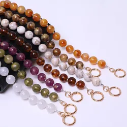 Updating Color Super Chic Lady Resin Marble  Colored Stone Handbag Strap Girls  Big Size Fashion Bead Wristlet Purse Bag Belt