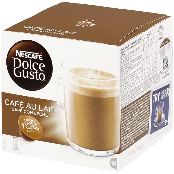 Dolce Gusto  Capsulas Cafe con  Leche Pack de 3 x 16 - 48 Cápsulas