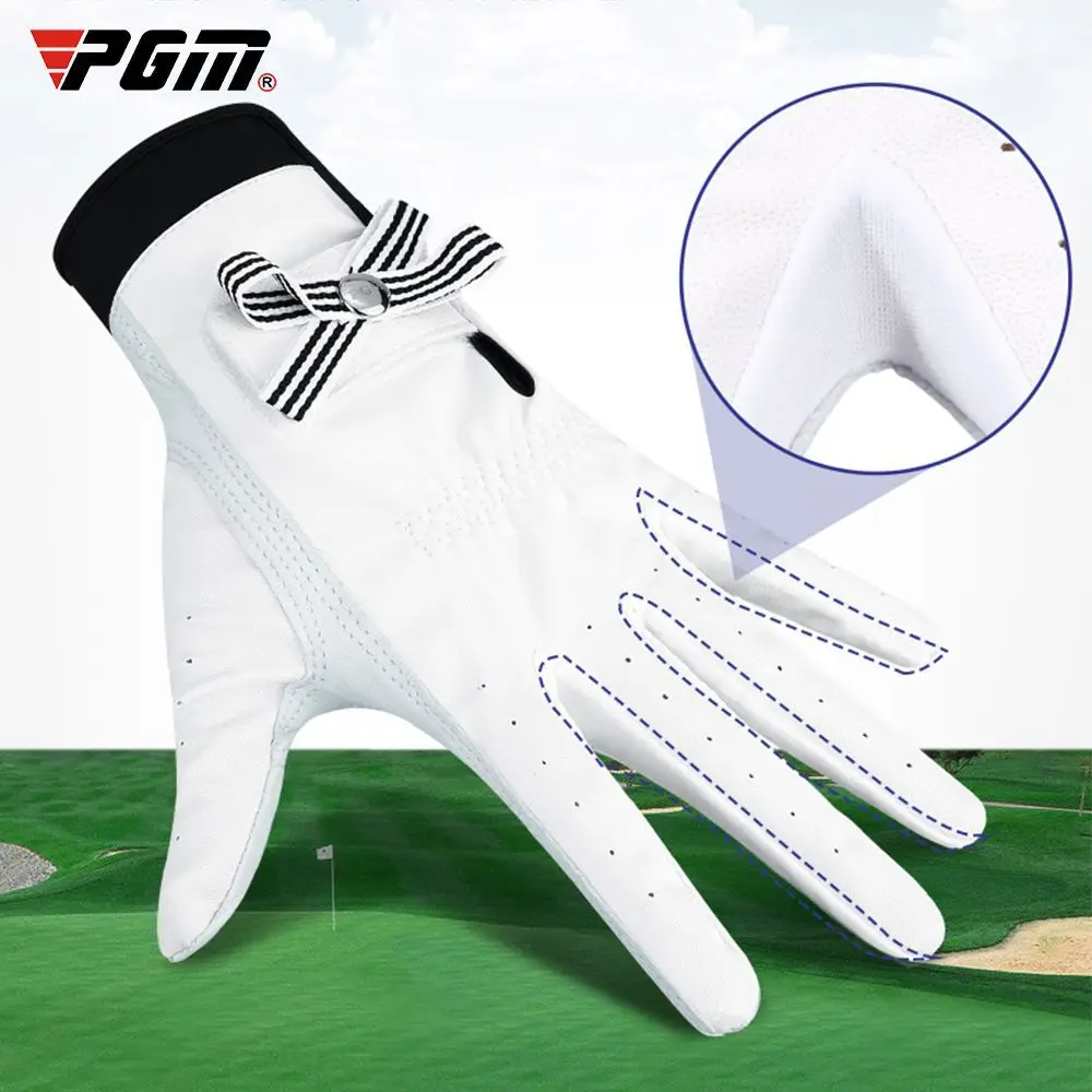 PGM Golf Gloves Women Sheepskin Breathable Palm Ladies Genuine Leather Sport Gloves Anti-Slip Training Mittens Elegant 1 Pair