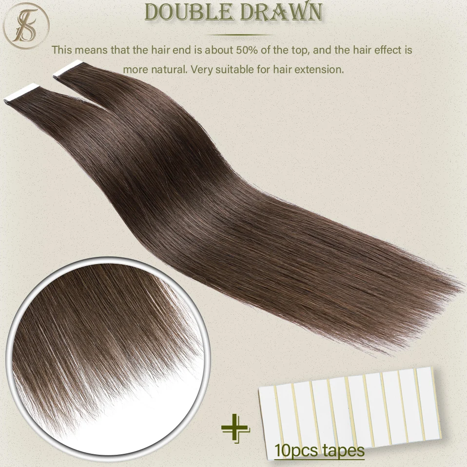 Tess Tape In Human Hair 2.5g/pc Double Drawn Natural Hair Extensions Glue Adhesive Seamless Invisible Blonde Ombre Piano Color