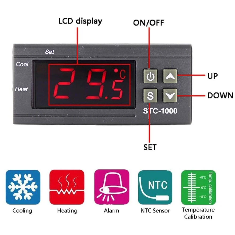 STC-1000 Digital Temperature Controller Thermostat Thermoregulator incubator Relay Heating Cooling STC 1000 12 24V 220V STC1000