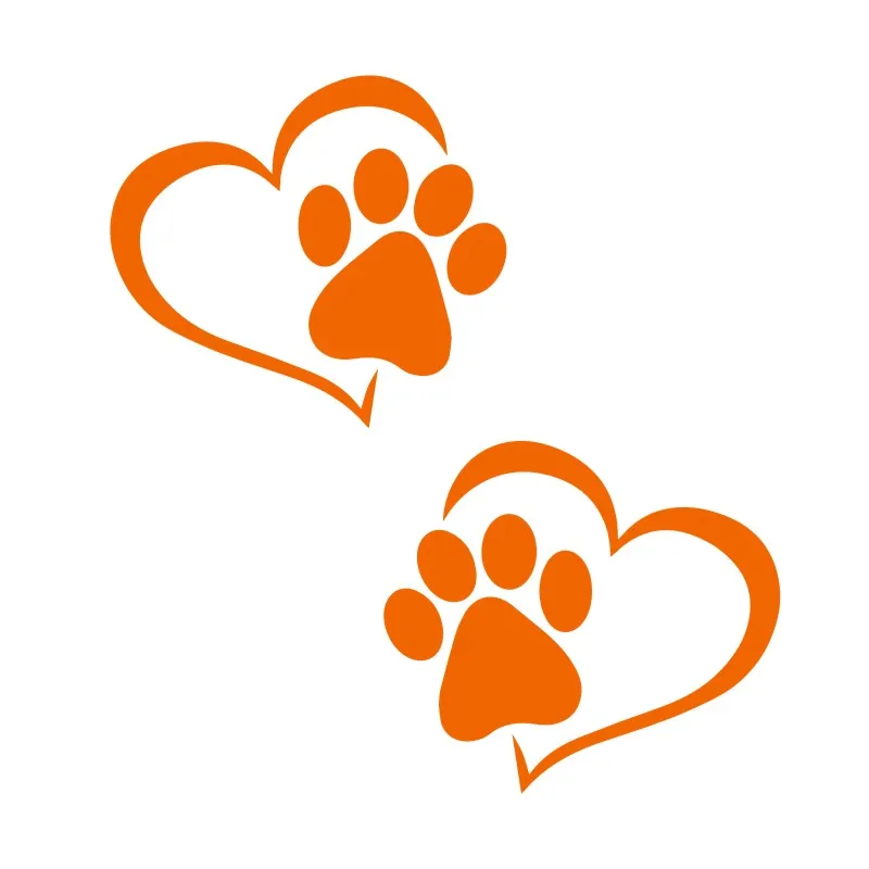 10.9CM*9.7CM Dog Paw with Peach Heart Car Body Stickers and Decals Car Styling Decoration Door Window Vinyl Stickers