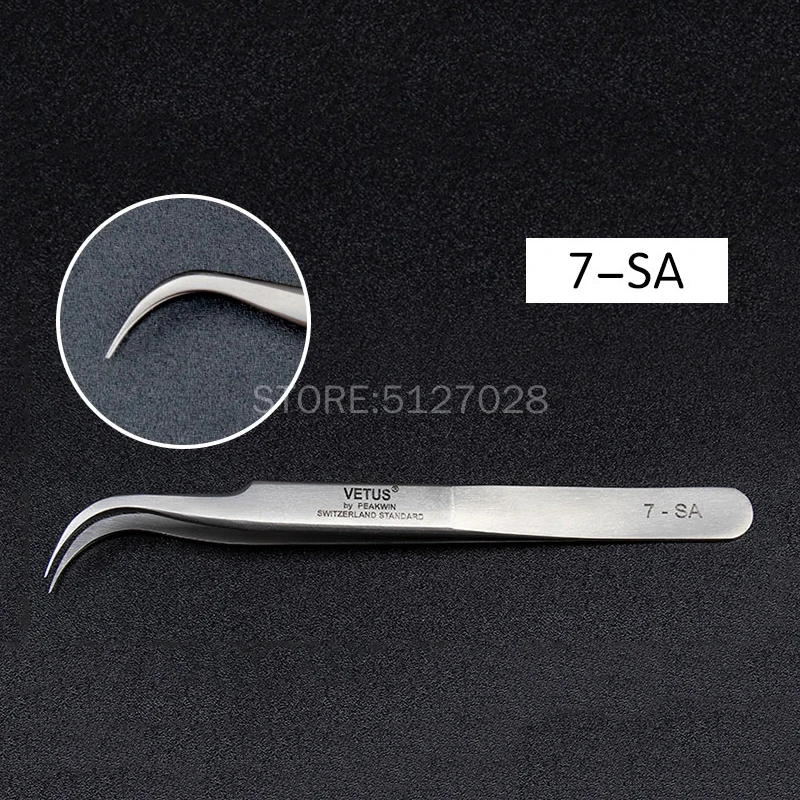 VETUS SA Series Tweezer Stainless Steel Hyperfine High Precision Antimagnetic Anti Acid Tweezers for Eyelash Extension